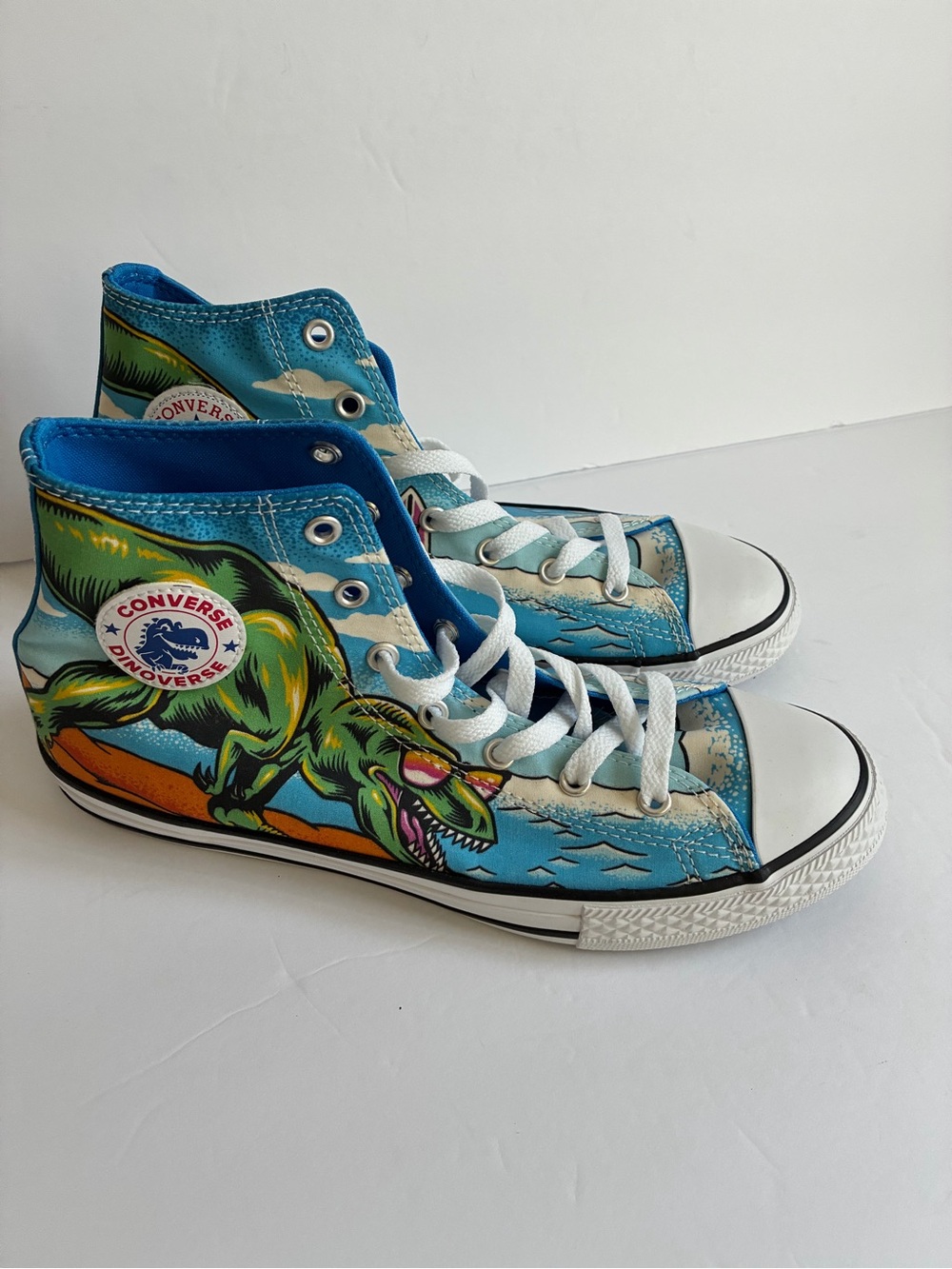 Converse Chuck Taylor Kids High-Top Sneakers - Blue with Green Dinosaur Print
